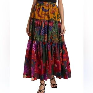 Farm Rio Vibrant Tropical Print Tiered Skirt - Multicolor